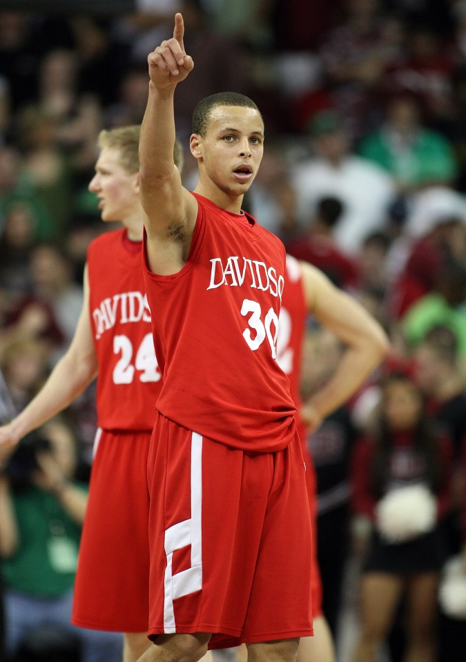 COLUMBIA, SC - MARCH 17: Stephen Curry #30 of the Davidson Wildcats reacts during the win over the South Carolina Gamecocks during the first round of the NIT at the Colonial Life Arena on March 17, 2009 in Columbia, South Carolina. (Photo by Rex Brown/Getty Images)