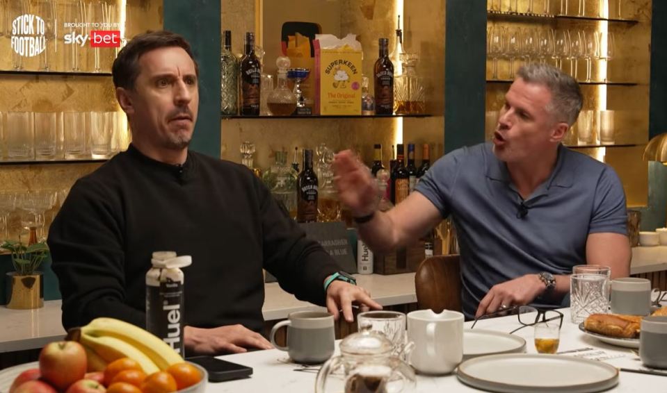 Carragher fumed 'what are you talking about' as he responded to Neville