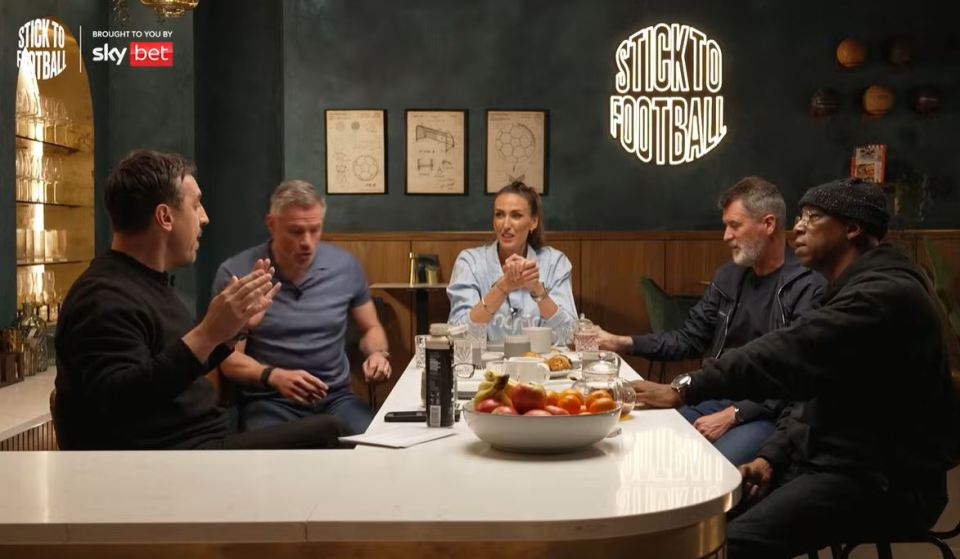 The panel erupted as Neville mentioned Foden alongside Kane and Shearer